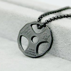Weight Plate Gym Bodybuilding Fitness Sport Jewelry Necklace Black‎
